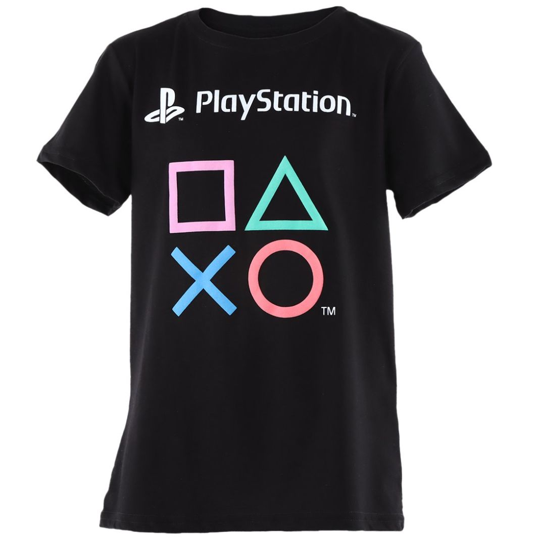 Playera Negra Playstation Manga Corta para Niño