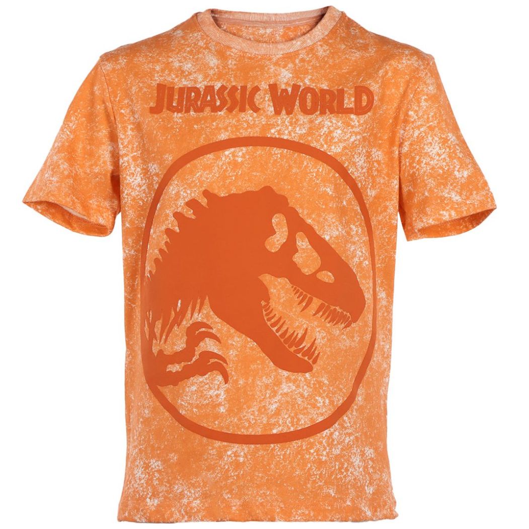 Playera Manga Corta Jurassic World Anaranjada para Niño