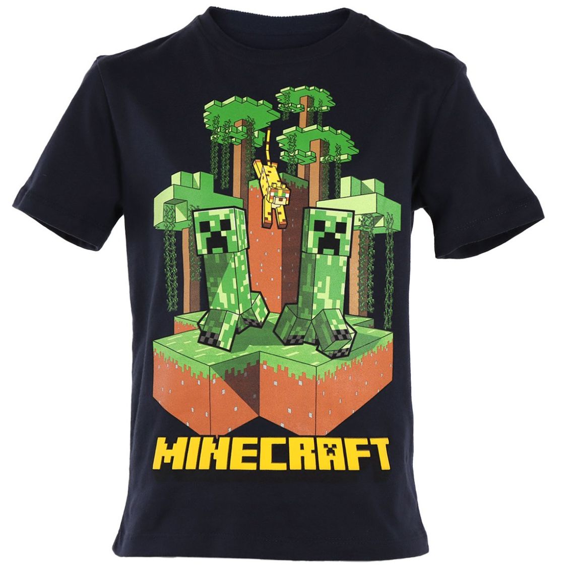 Playera Minecraft Manga Corta Azul Marino para Niño