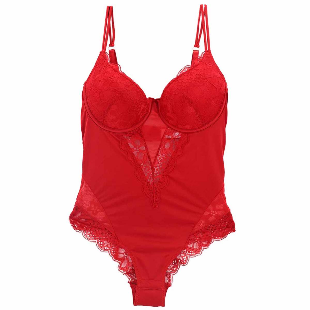 Body con Encaje Y Mesh Couture para Mujer