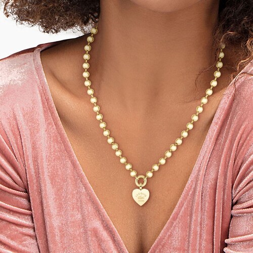 Collar Corazón Mujer Love My Croc 30 Acero Dorado