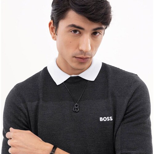 Collar con Placa Hombre Kode 60 Acero Negro