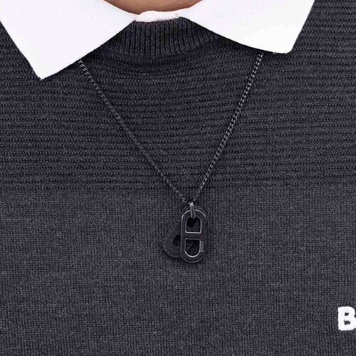 Collar con Placa Hombre Kode 60 Acero Negro
