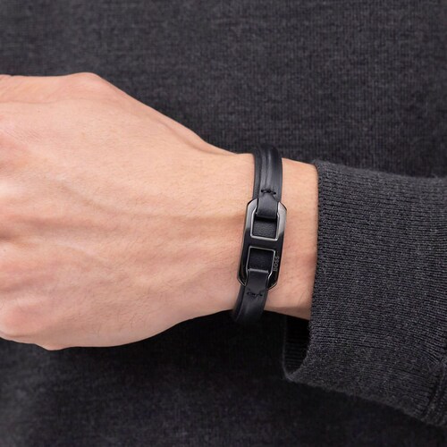 Pulsera Rectangular Hombre Kode 22 Piel Negro