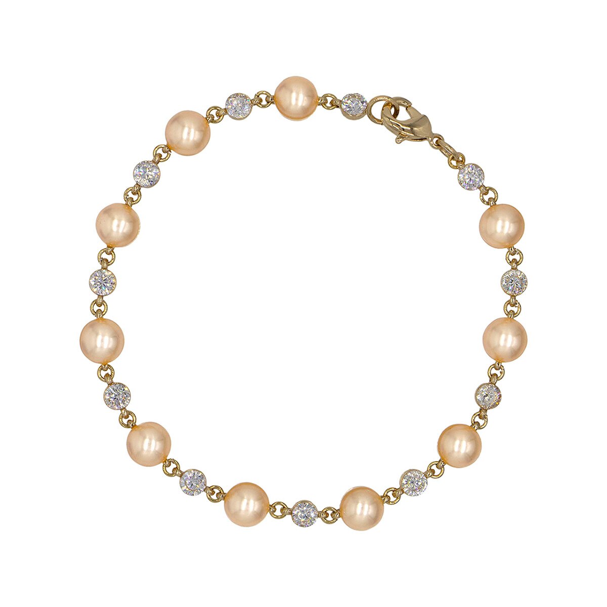 Pulsera Perlas de Cristal Antique Pink y Circonias Cristal Adrianne Picard Crystals