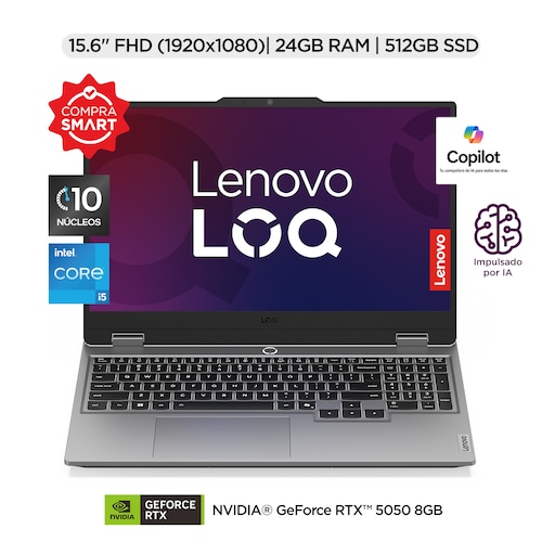 Laptop Gaming Lenovo Loq 15Irx10 15.6" Fhd Intel Core I5 24Gb Ram 512Gb Ssd Nvidia Geforce Rtx 5050 8 Gb 