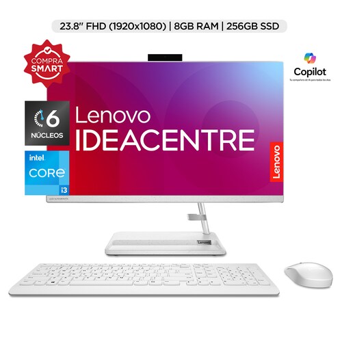 All In One Lenovo Ideacentre, 23.8" Fhd Intel Core I3, 8Gb Ram 256Gb Ssd