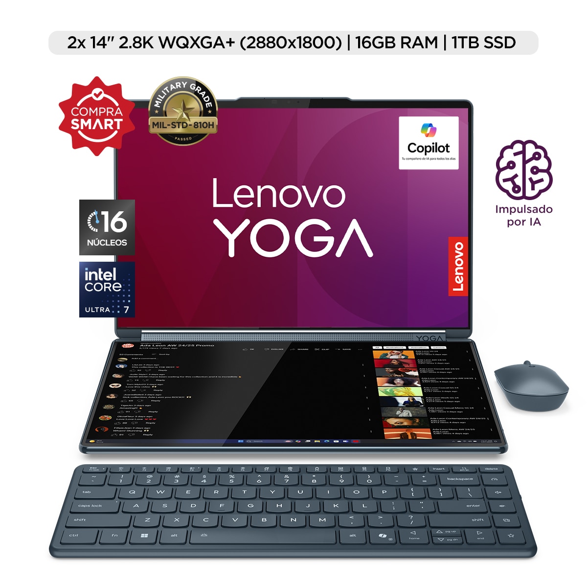 Laptop Lenovo Yoga 9I, 14" 2.8K Oled Touch Intel Core Ultra 7, 16Gb Ram 1Tb Ssd, Ai