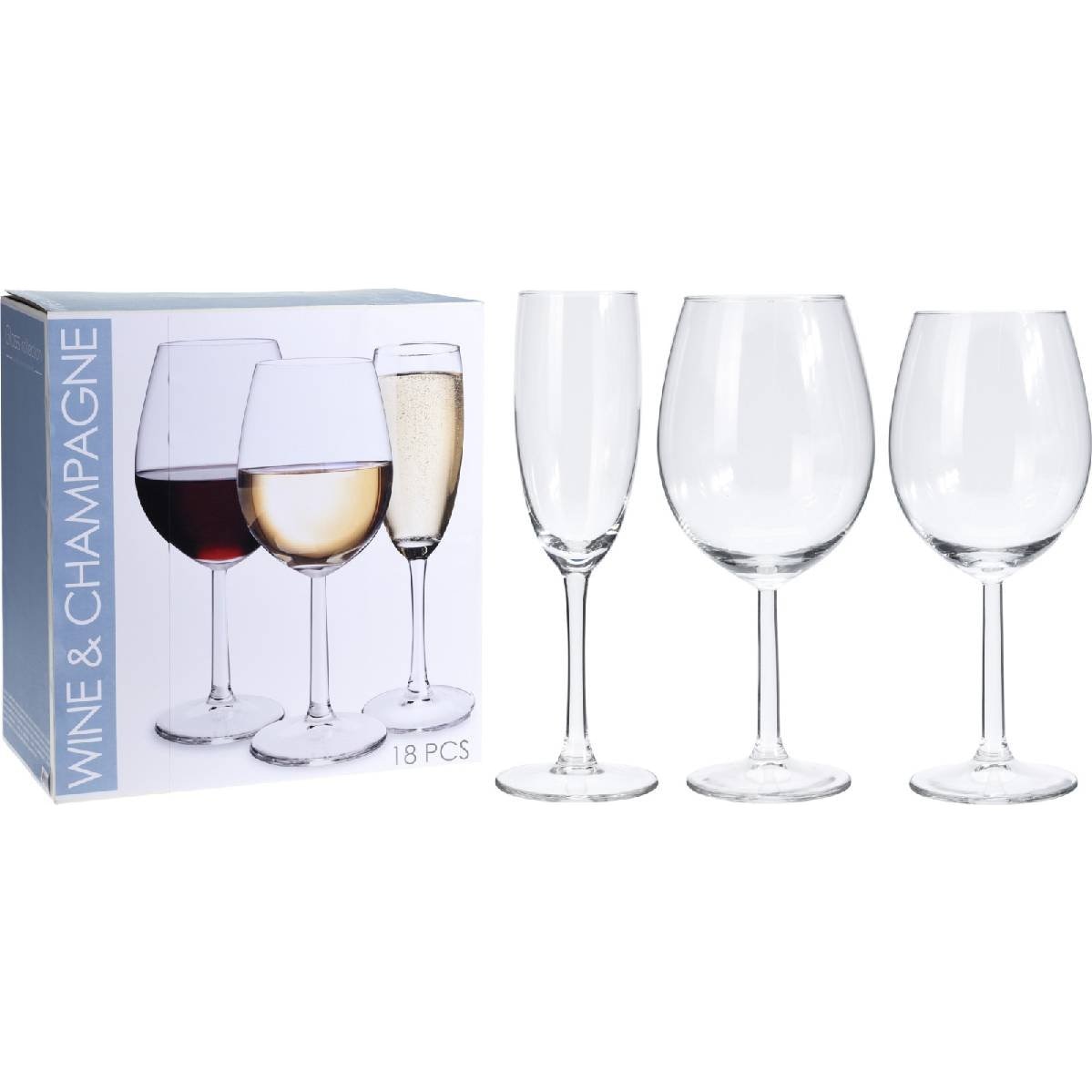 Set Copas Champan 18 Pz Cristal Transparente