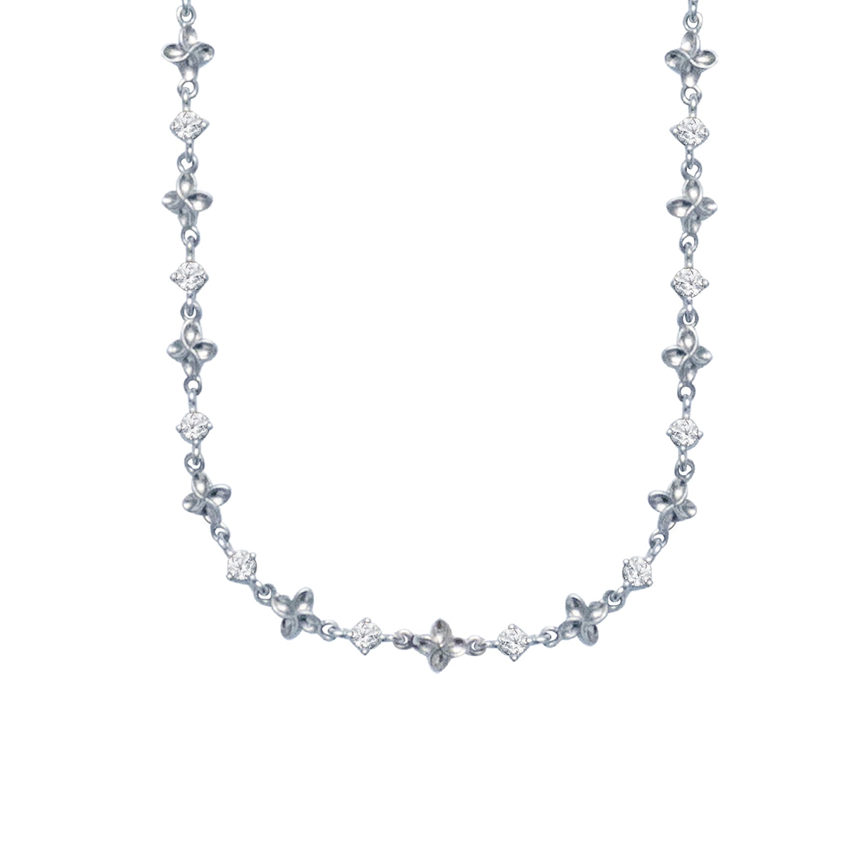 Collar de Flores con Cubic Cz Rodio Carre