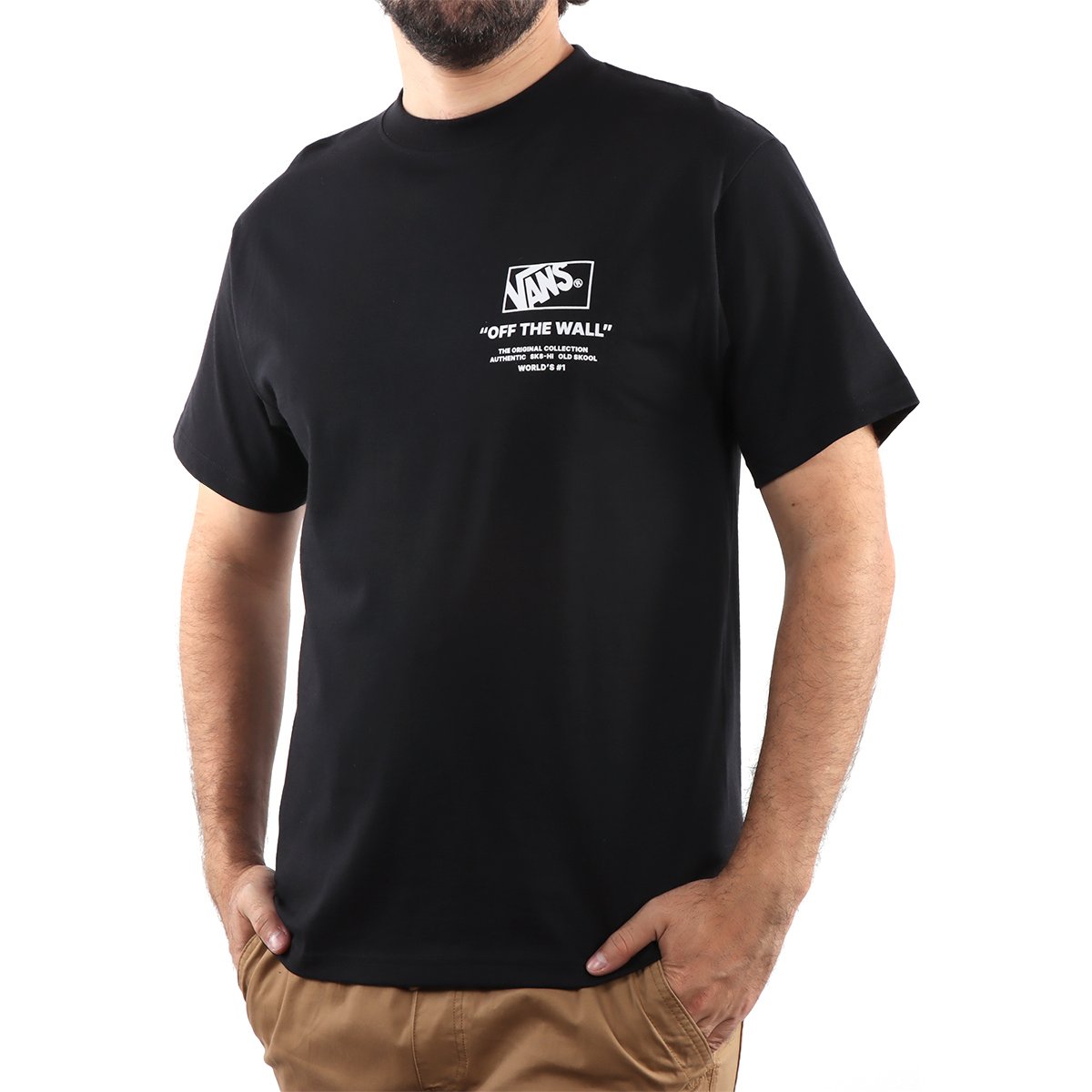 Playera Negra Manga Corta off The Wall Vans para Hombre