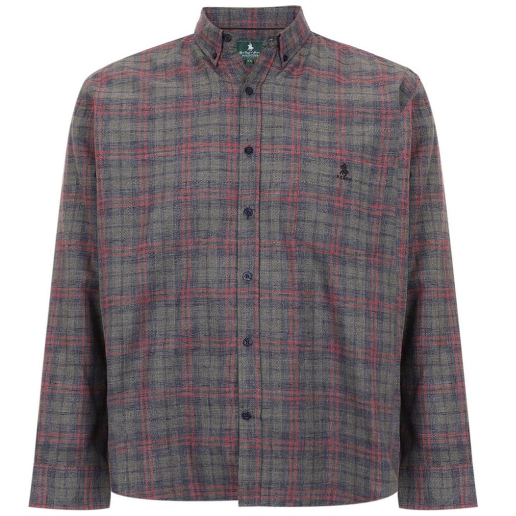 Camisa Cuadro Gris Polo Club para Hombre Plus