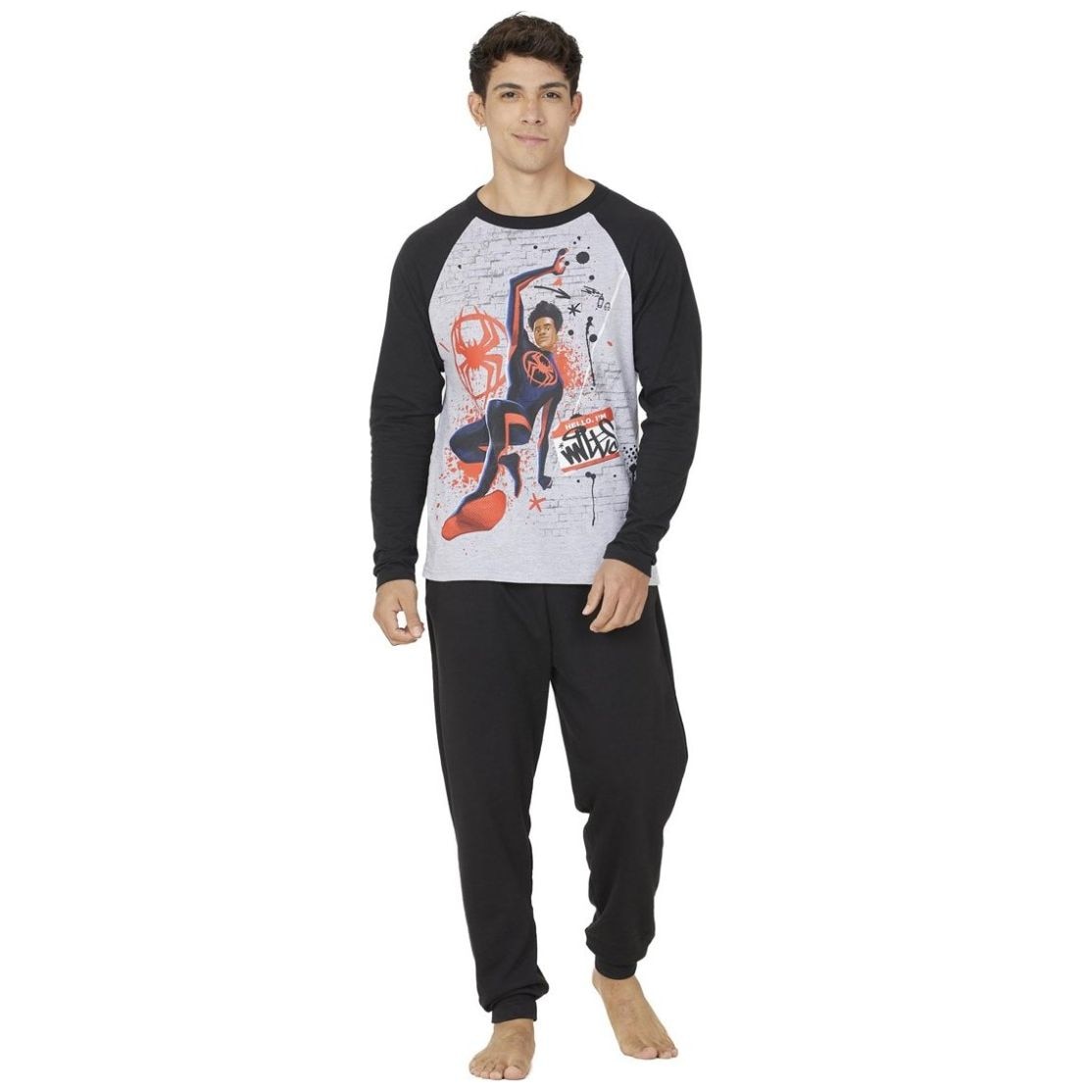 Pijama Playera Manga Larga con Diseño Spiderman para Hombre