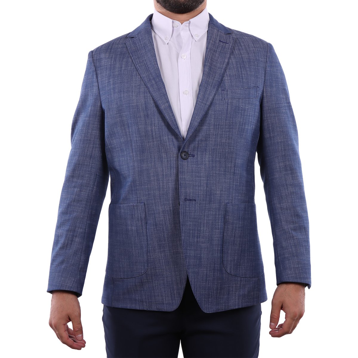 Blazer Azul con Textura Lmental para Hombre