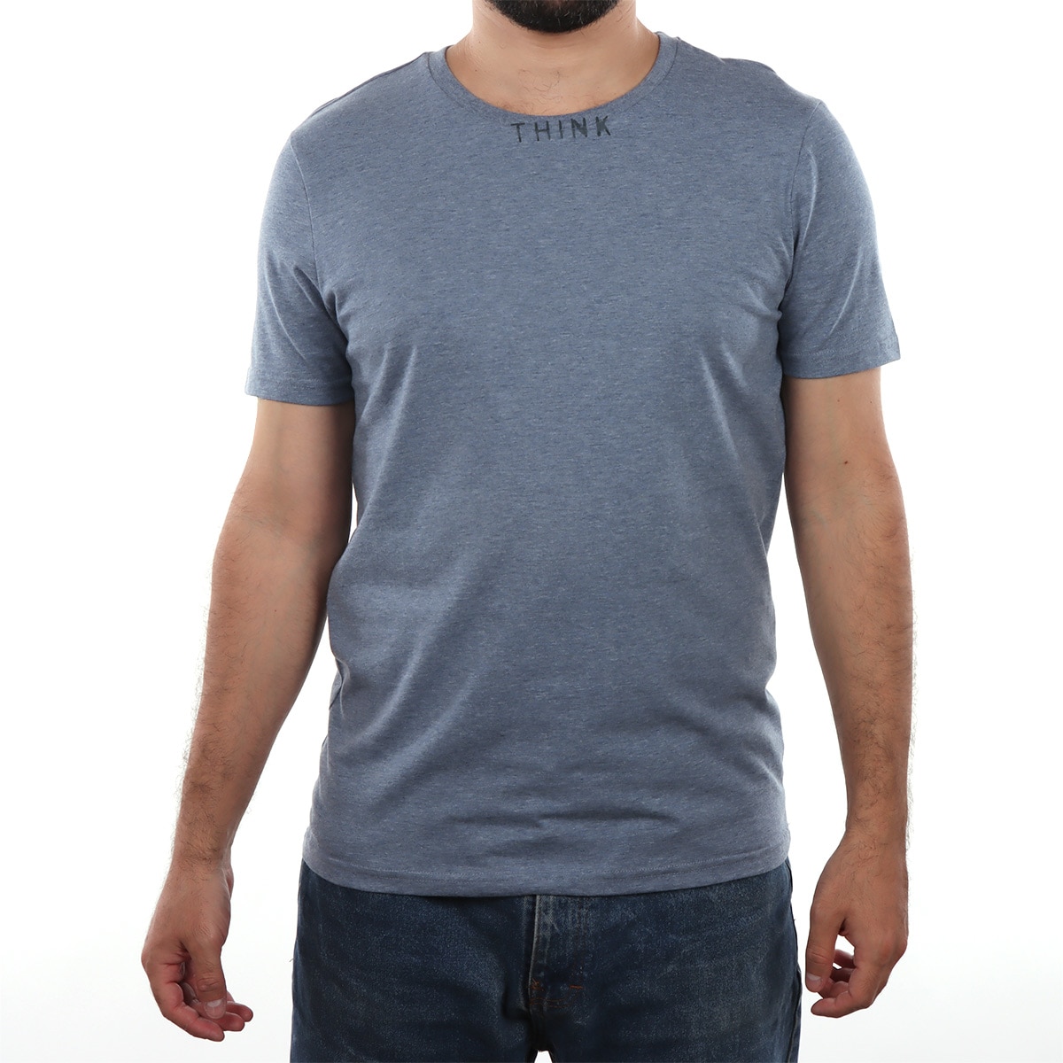Playera Manga Corta Detalle en Cuello Think  Fukka para Hombre