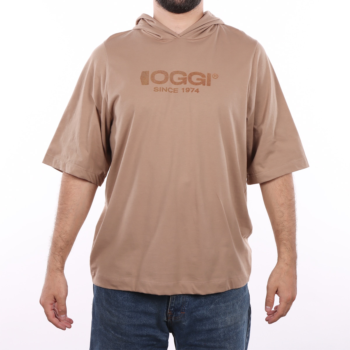Playera Beige Manga Corta con Capucha  Oggi para Hombre