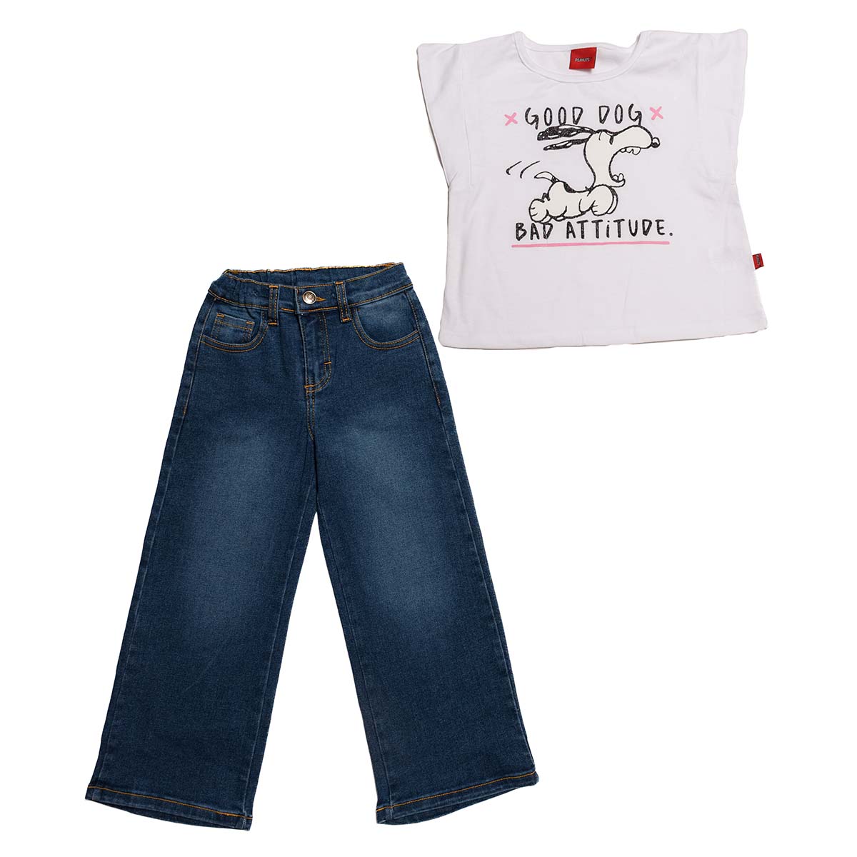 Conjunto Pantalón con Playera Manga Corta Snoopy para Niña