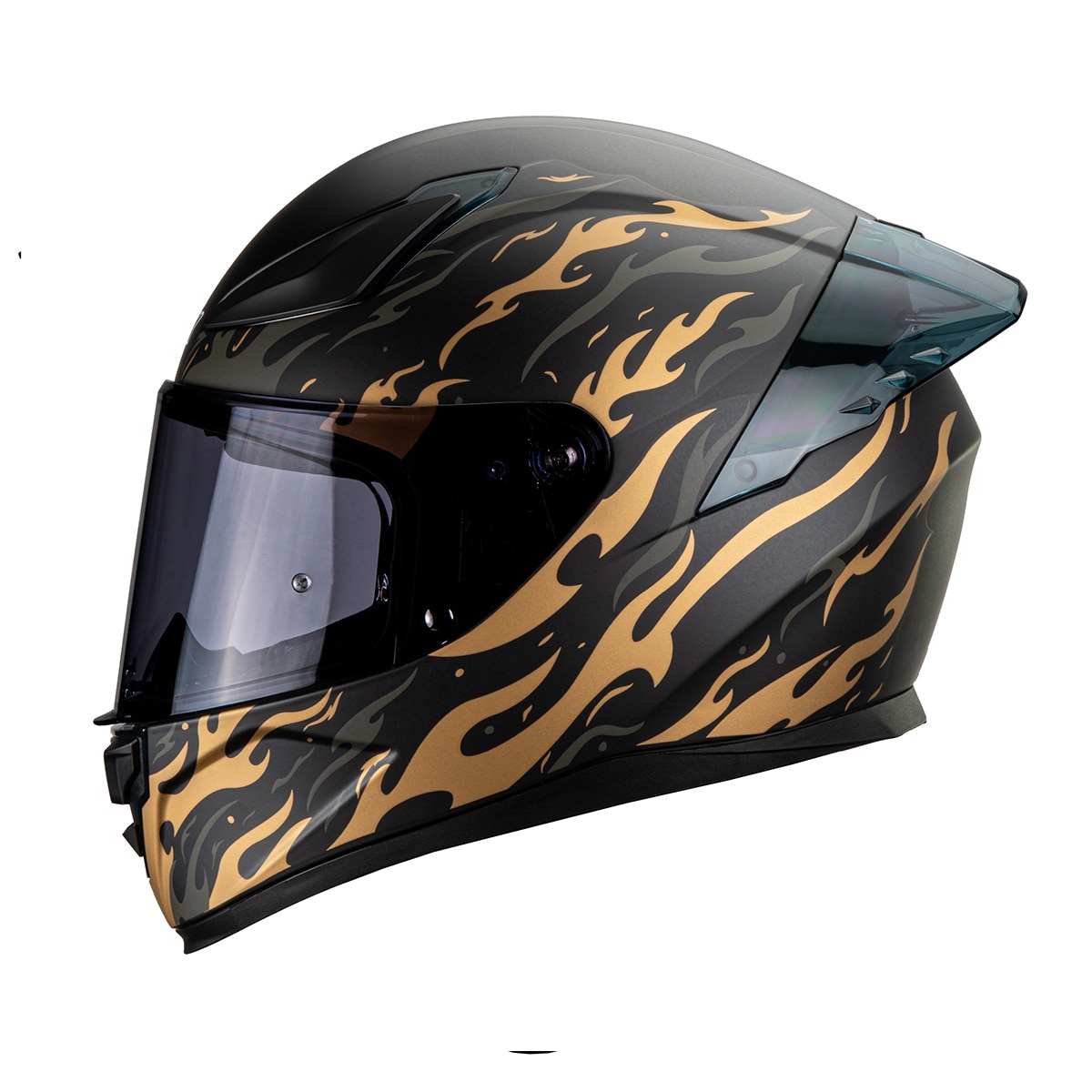 Casco Integral Onix Golden Flame Negro Dorado Mate
