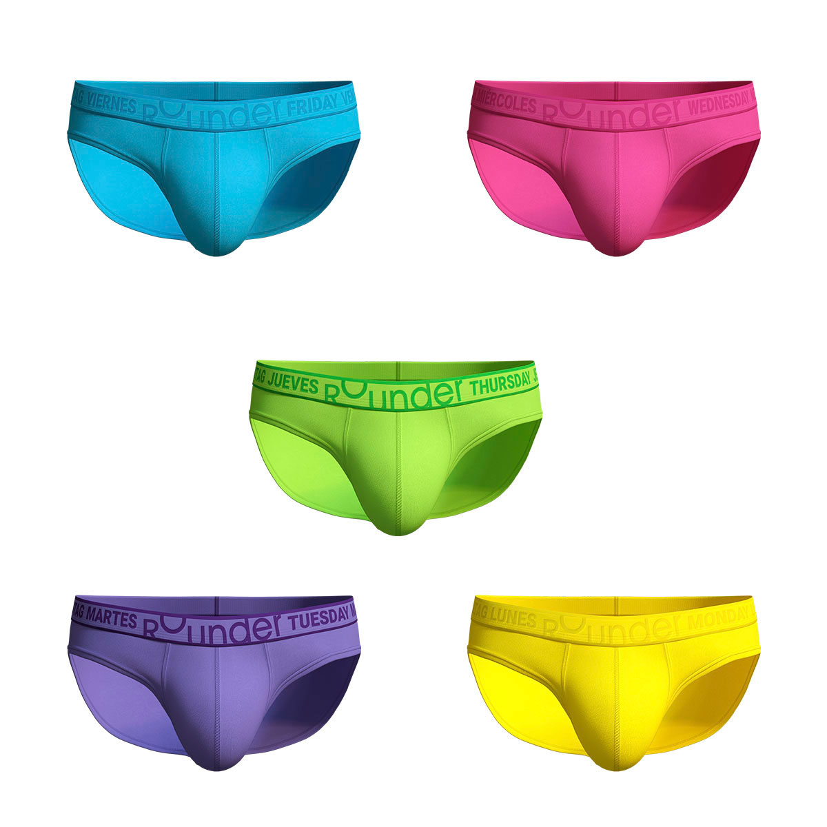 5 Pack Trusa Days Rounderbum para Hombre