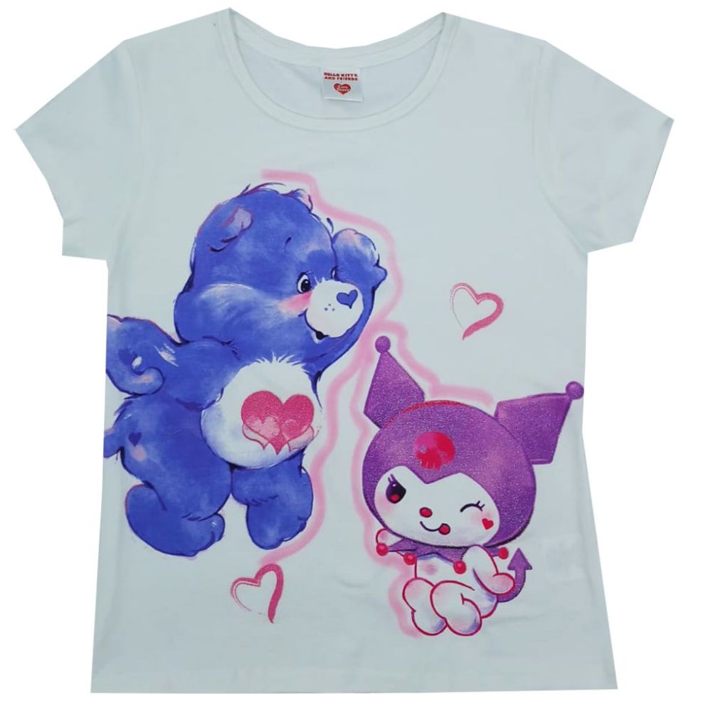 Playera Manga Corta Care Bears X Hello Kitty para Niña