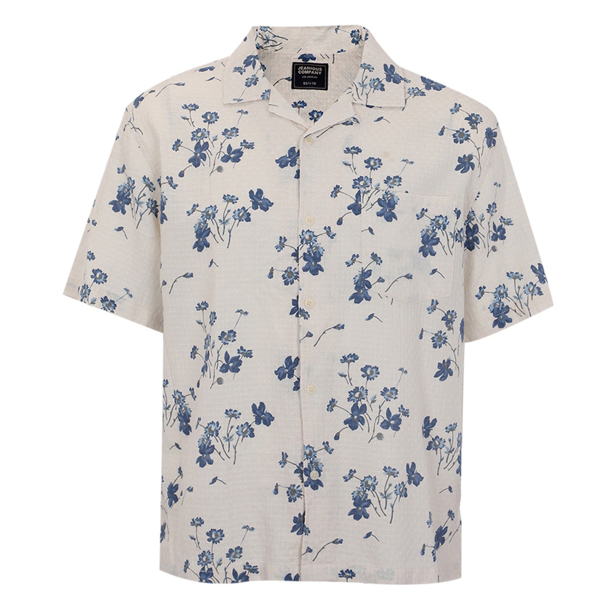 Camisa Estampado Flores Jeanious Manga Corta para Hombre Plus