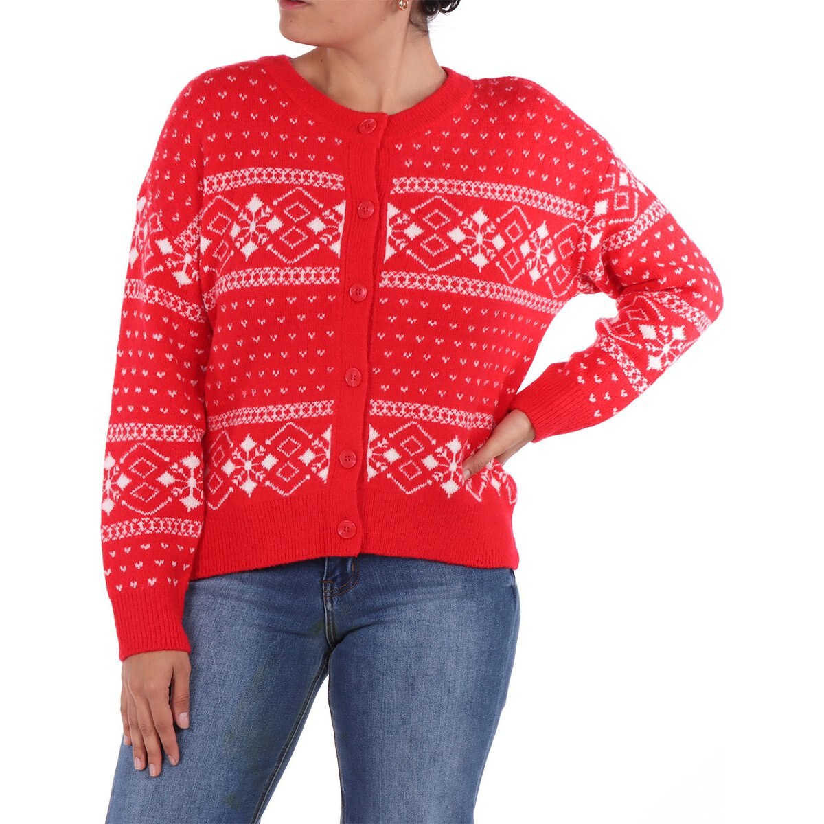 Suéter Rojo Navideño Arqueology para Mujer