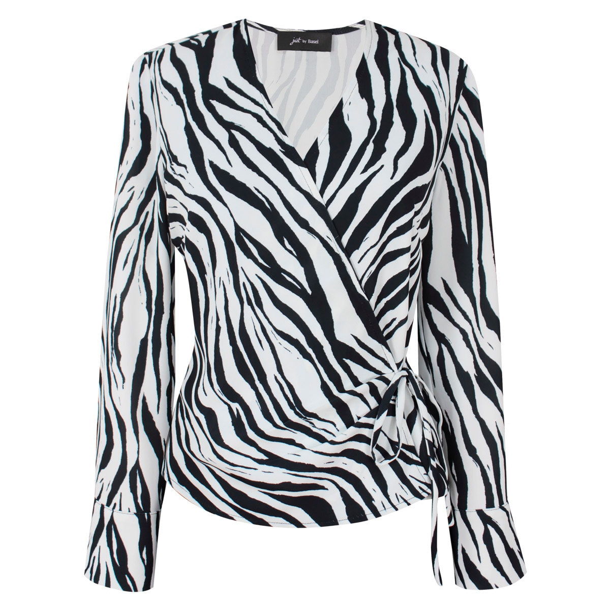 Blusa Cruzada de Manga Larga con Estampado Cebra para Mujer Petite Just By Basel