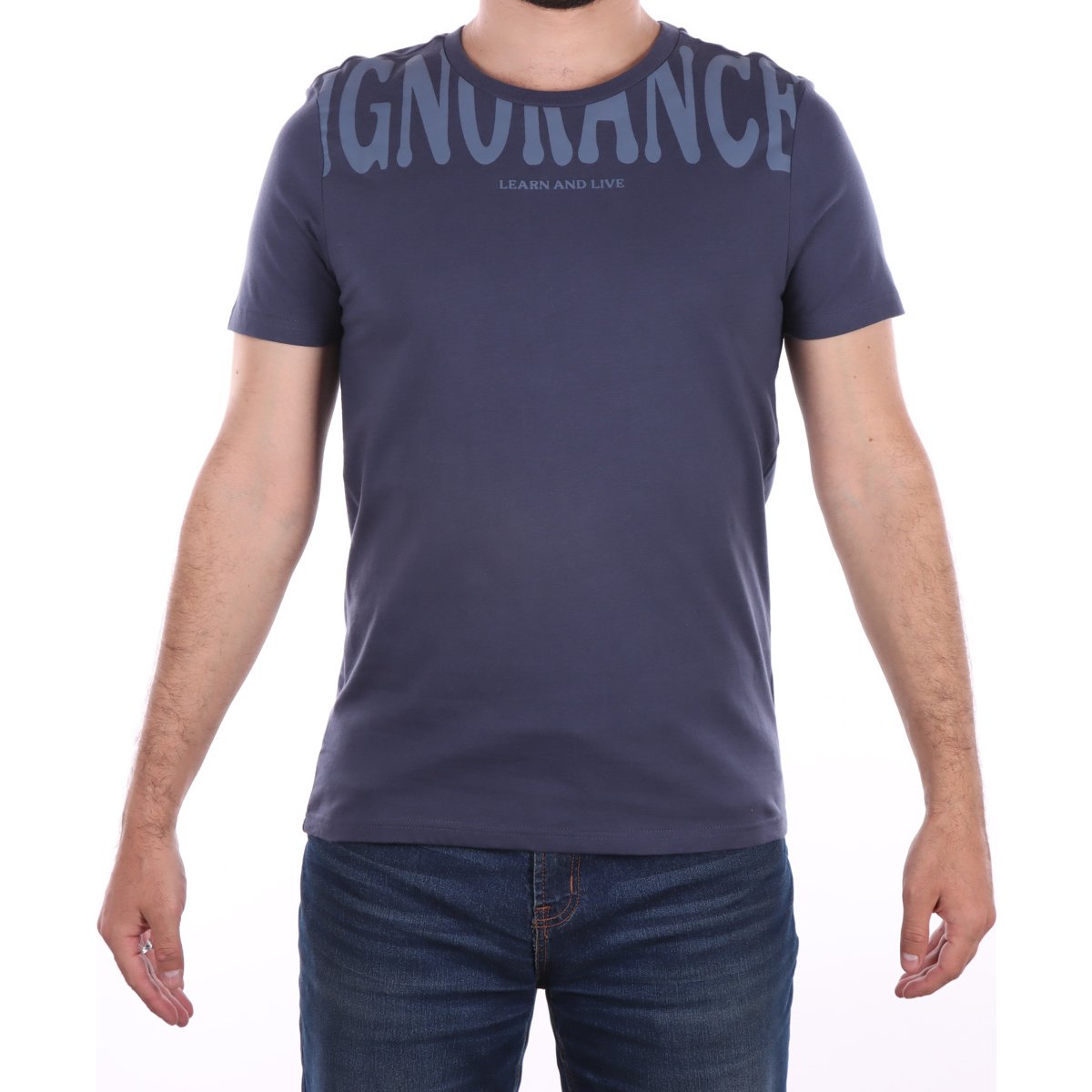 Playera Manga Corta de Algodón con Texto Superior Fukka para Hombre