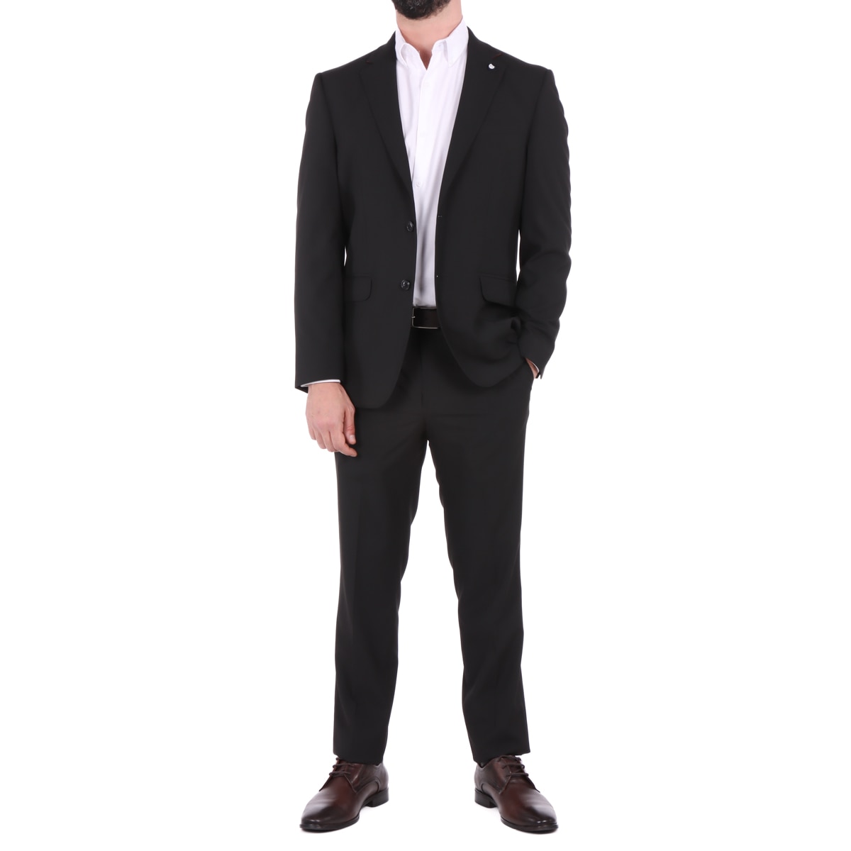 Traje Negro Elegante Fit Regular Formal Chaps para Hombre
