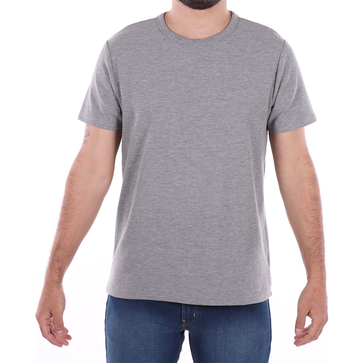 T-Shirt Lisa de Manga Corta con Cuello Redondo Bruno Magnani para Hombre