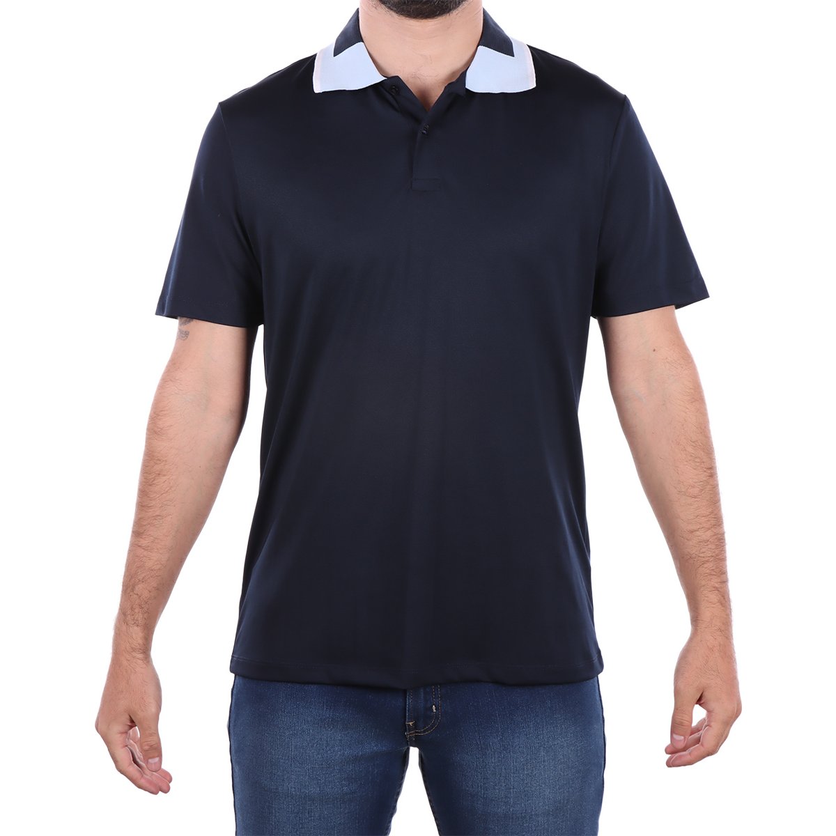 Playera Tipo Polo de Manga Corta con Cuello Contrastante Bruno Magnani para Hombre