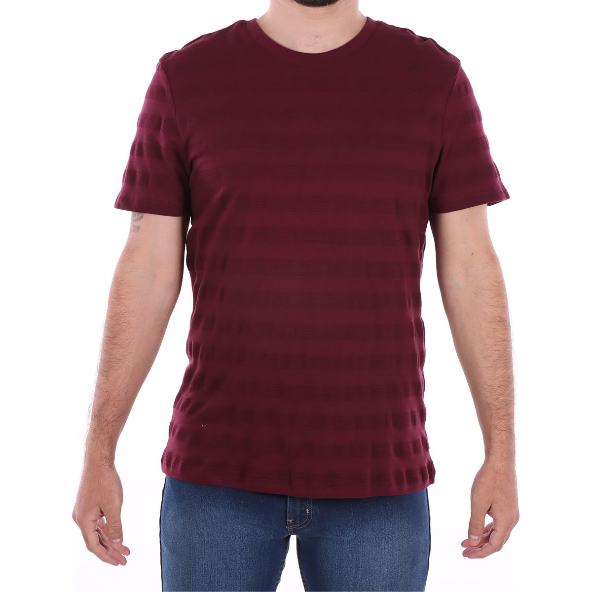T-Shirt Manga Corta de Rayas y Cuello Redondo Bruno Magnani para Hombre