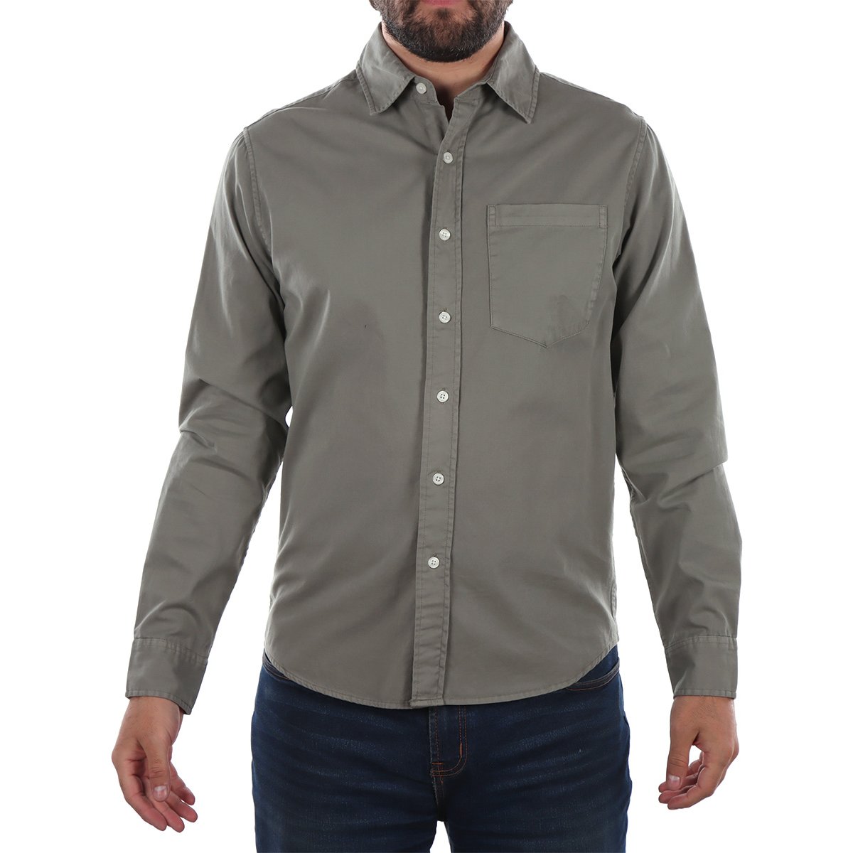 Camisa Gabardina Manga Larga Casual Fukka para Hombre