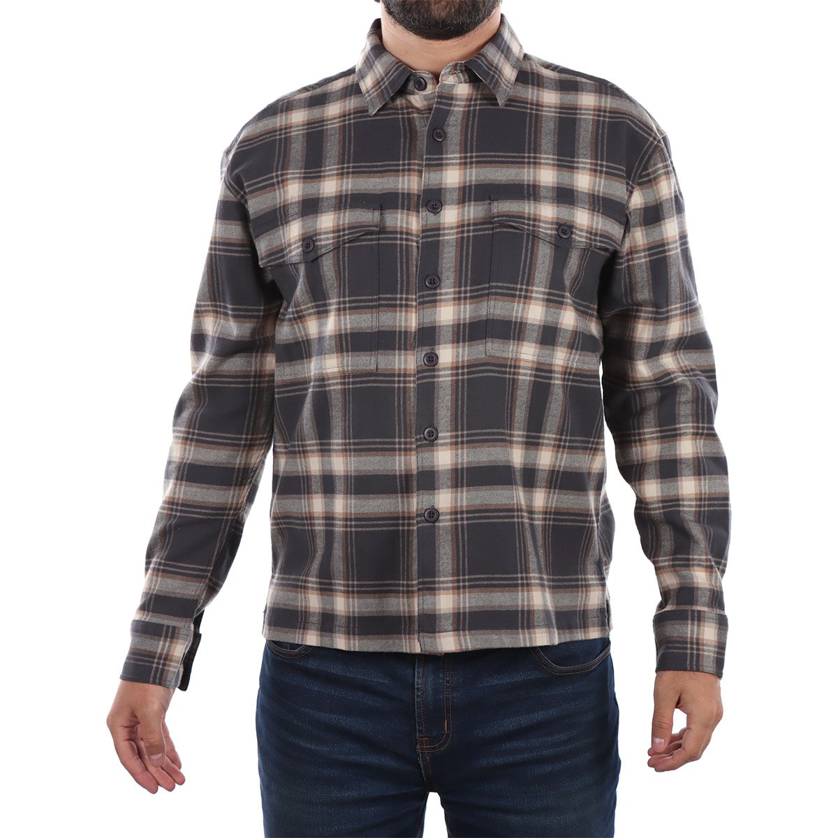 Sobrecamisa Cuadros Manga Larga Casual Fukka para Hombre