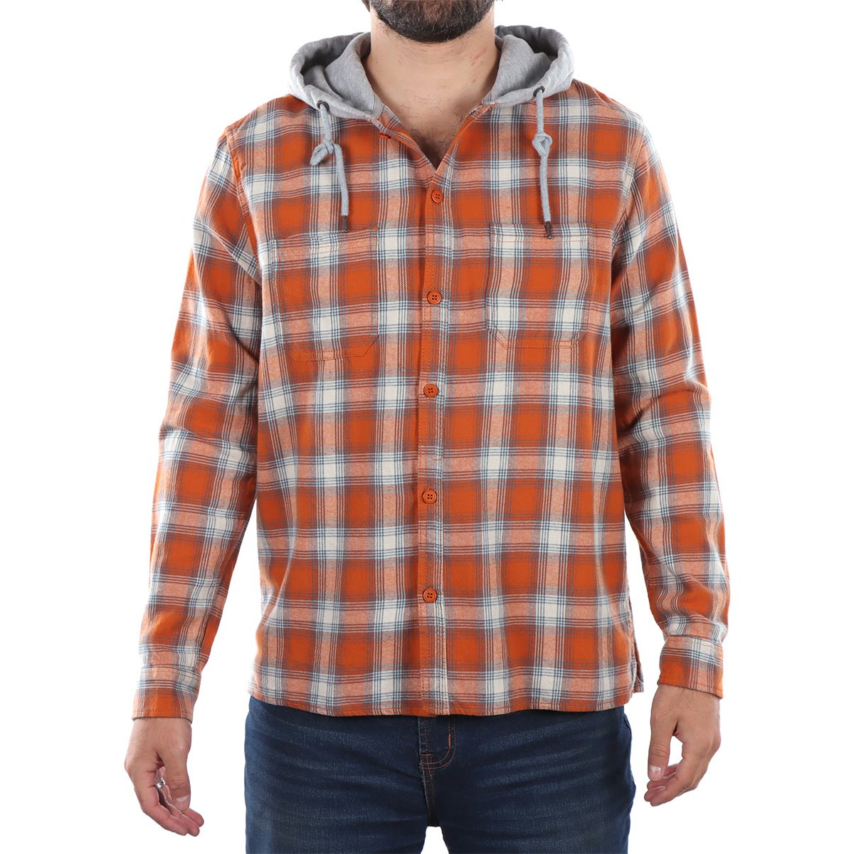 Sobrecamisa Cuadros Verde Capucha Casual Fukka para Hombre