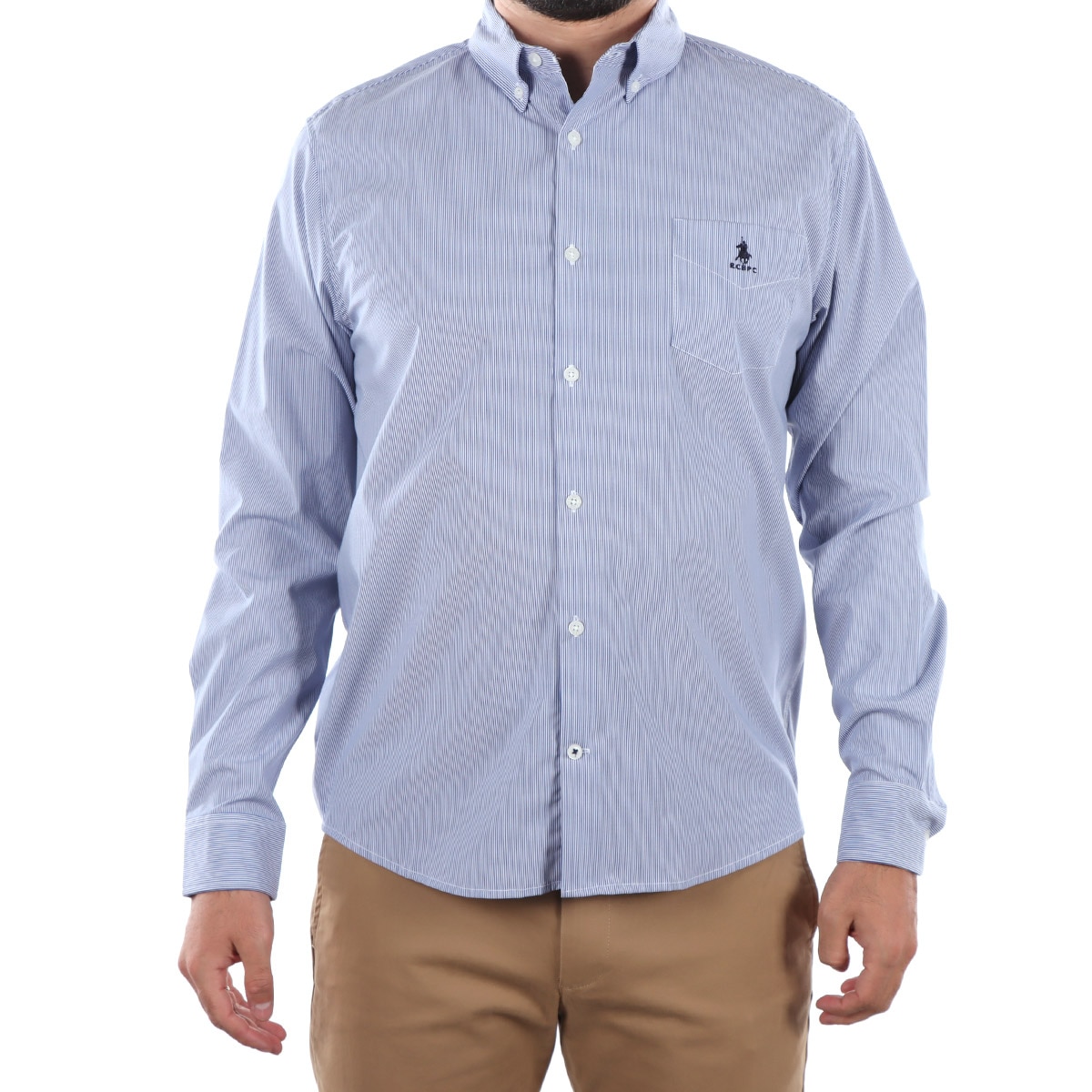 Camisa Hombre Polo Club Rayas Finas Cuello Button Down
