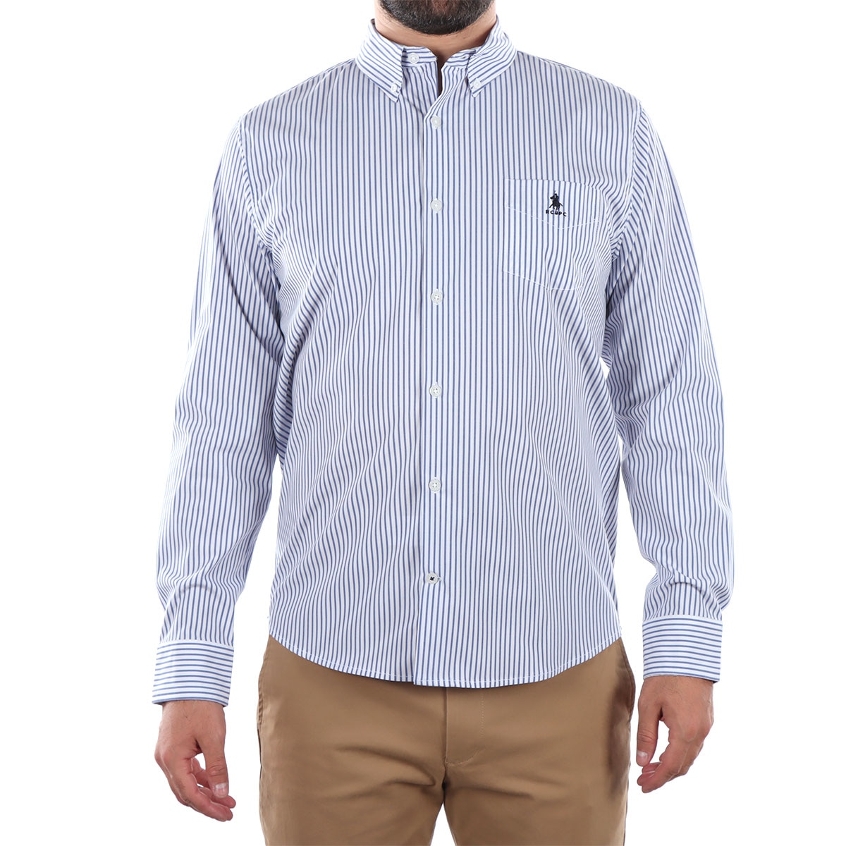 Camisa Hombre Polo Club Rayas Button Down Manga Larga