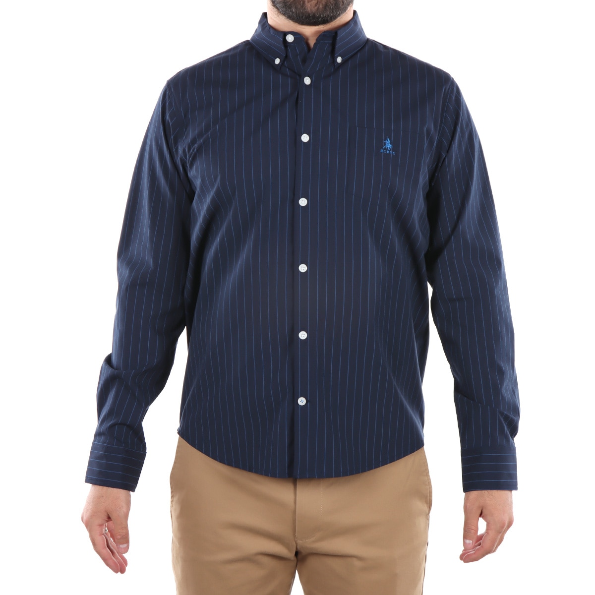 Camisa Hombre Polo Club Manga Larga Rayas Button Down