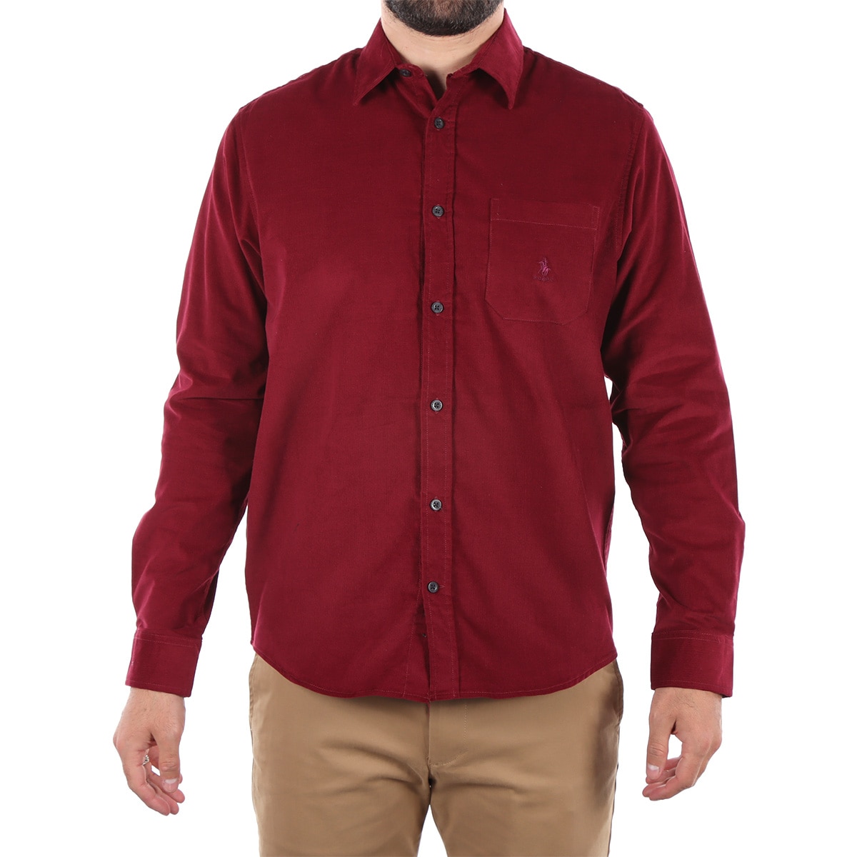 Camisa Hombre Polo Club Pana Manga Larga Clásica Casual