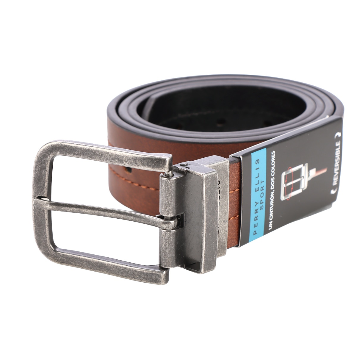 Cinturón Reversible Perry Ellis Sport Hombre Café/negro