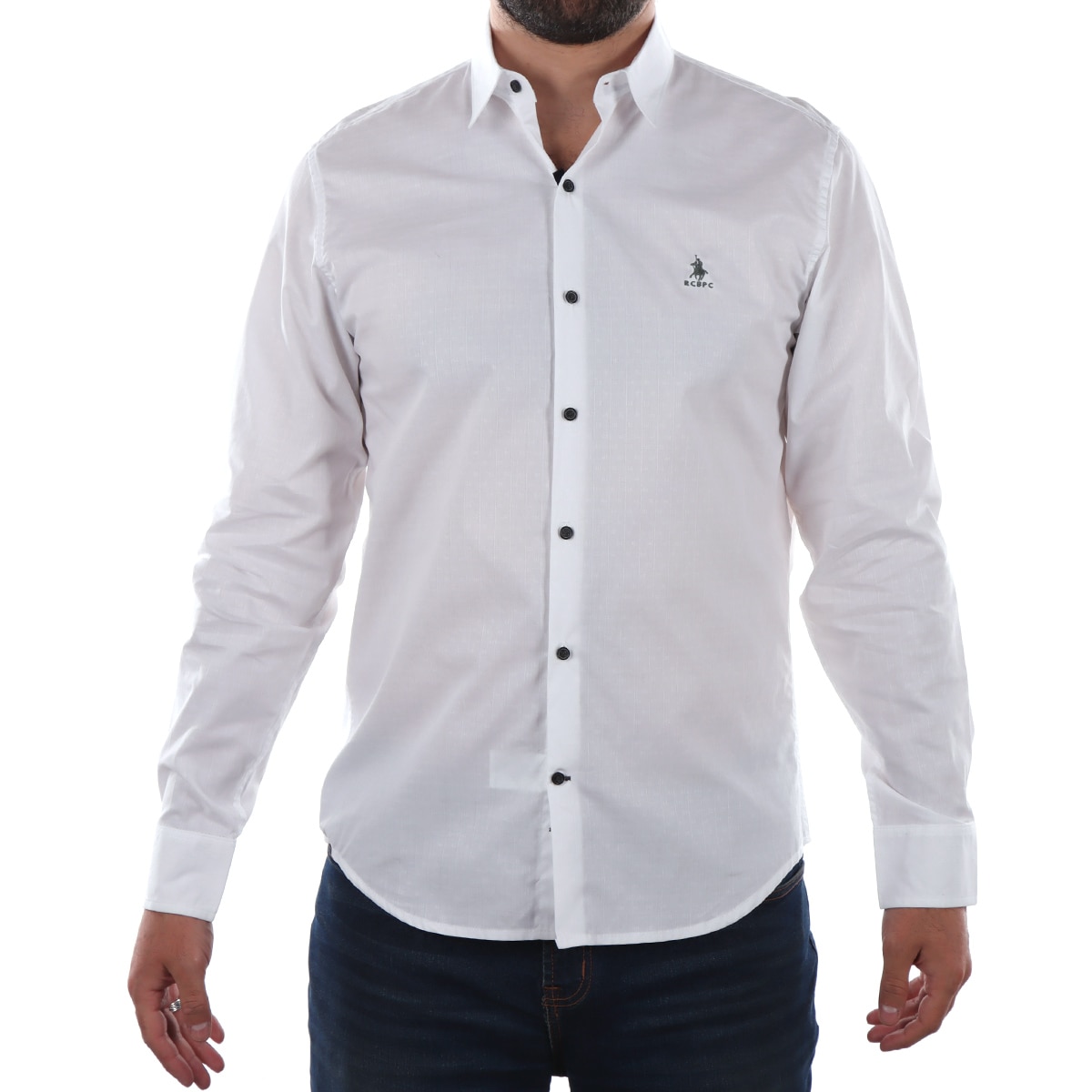 Camisa Manga Larga Slim Fit Blanca Polo Club para Hombre