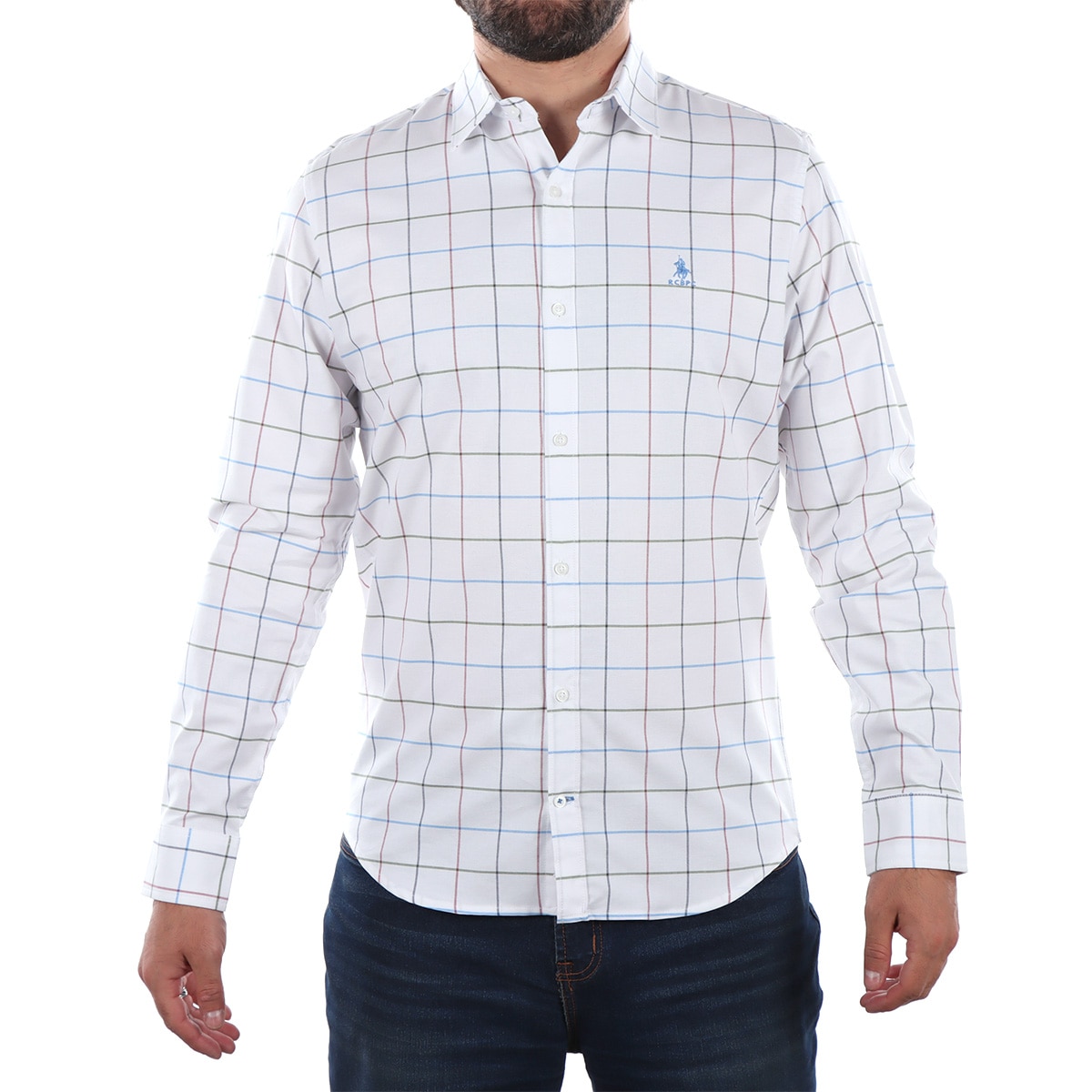 Camisa Manga Larga Slim Fit Cuadros Polo Club para Hombre