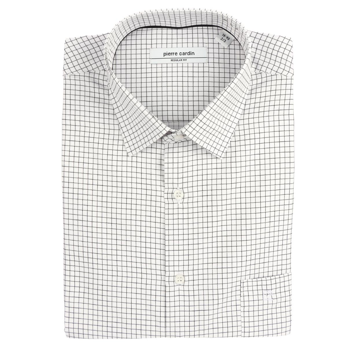 Camisa Hombre Pierre Cardin Regular Fit Cuadros Blanca