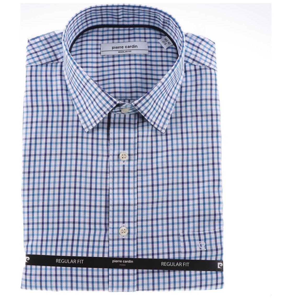 Camisa Hombre Pierre Cardin Regular Fit Cuadros Azul
