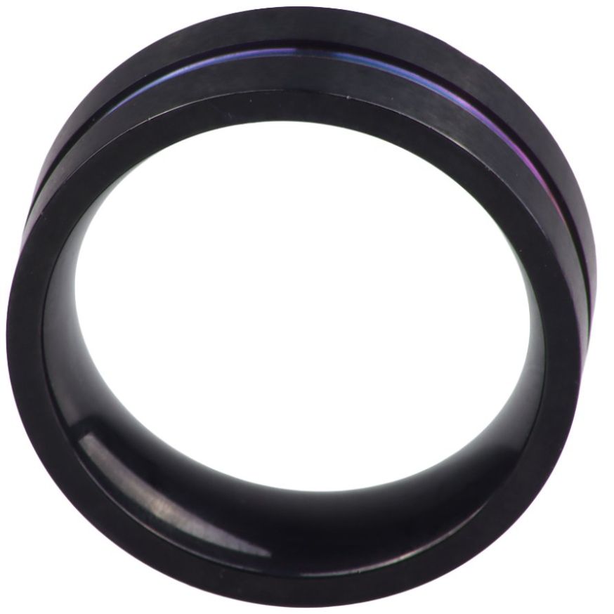 Anillo Hombre Level 26 Negro Línea Azul Elegante Moderno
