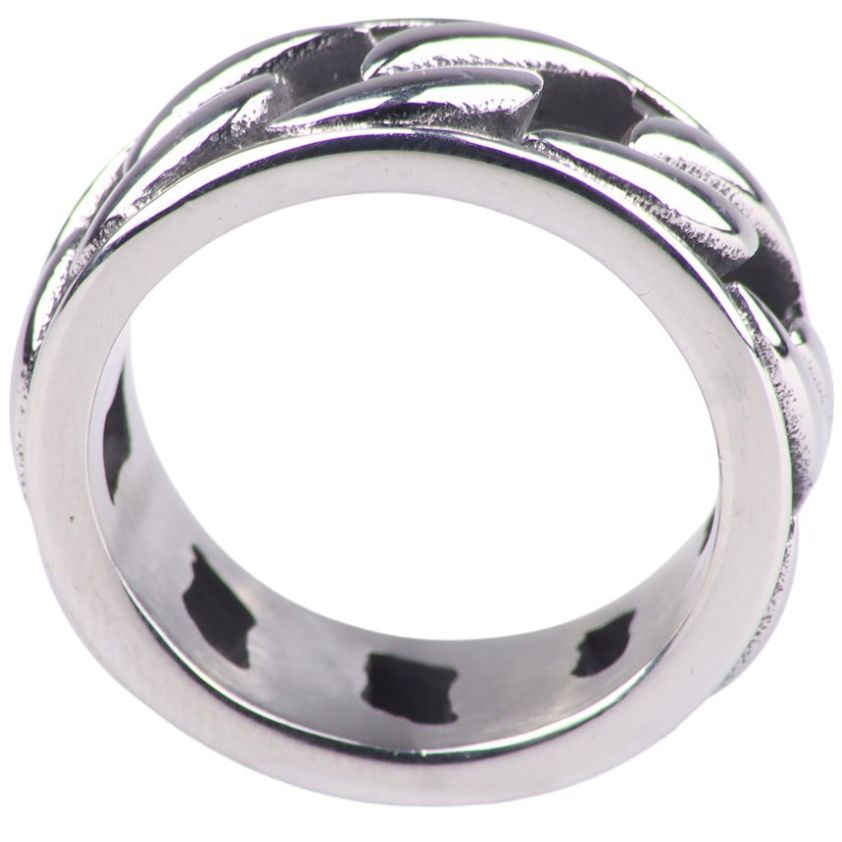 Anillo Hombre Level 26 Acero Inoxidable Plateado Cadena