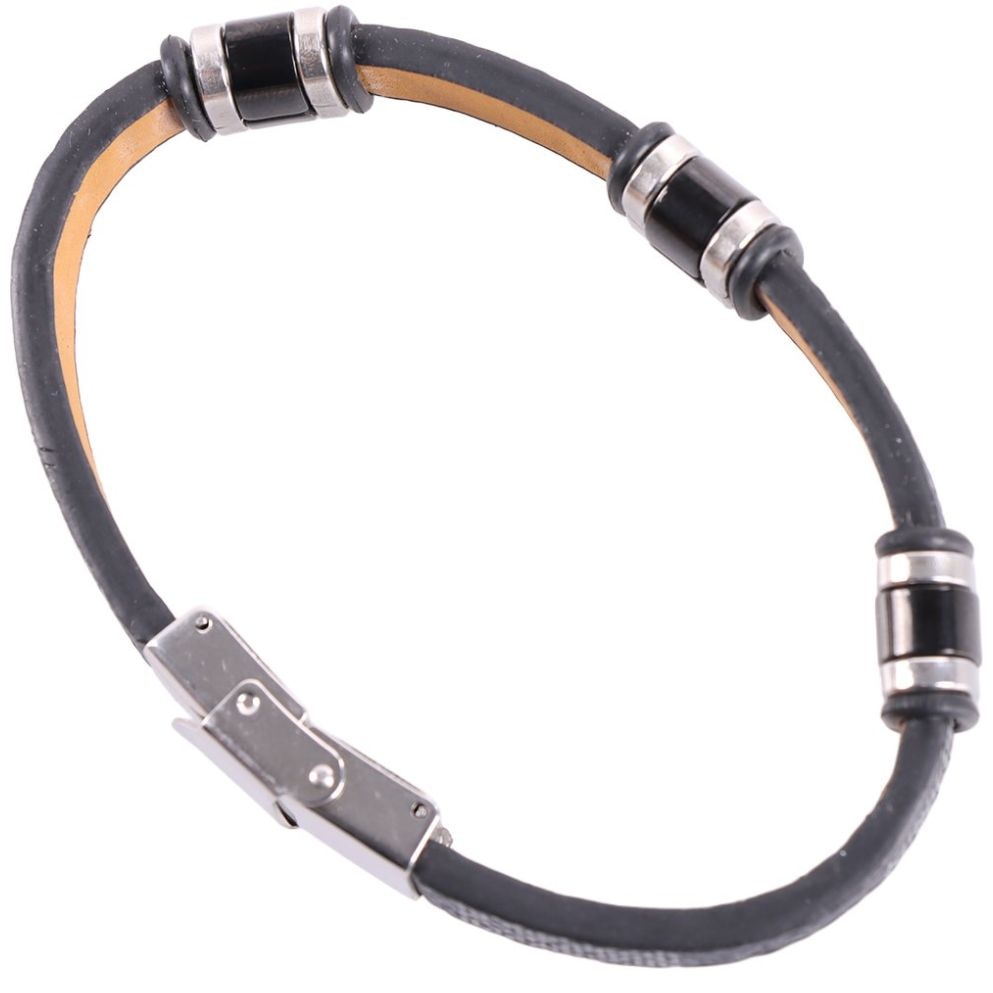 Brazalete Hombre Level 26 Negro con Placas Metálicas