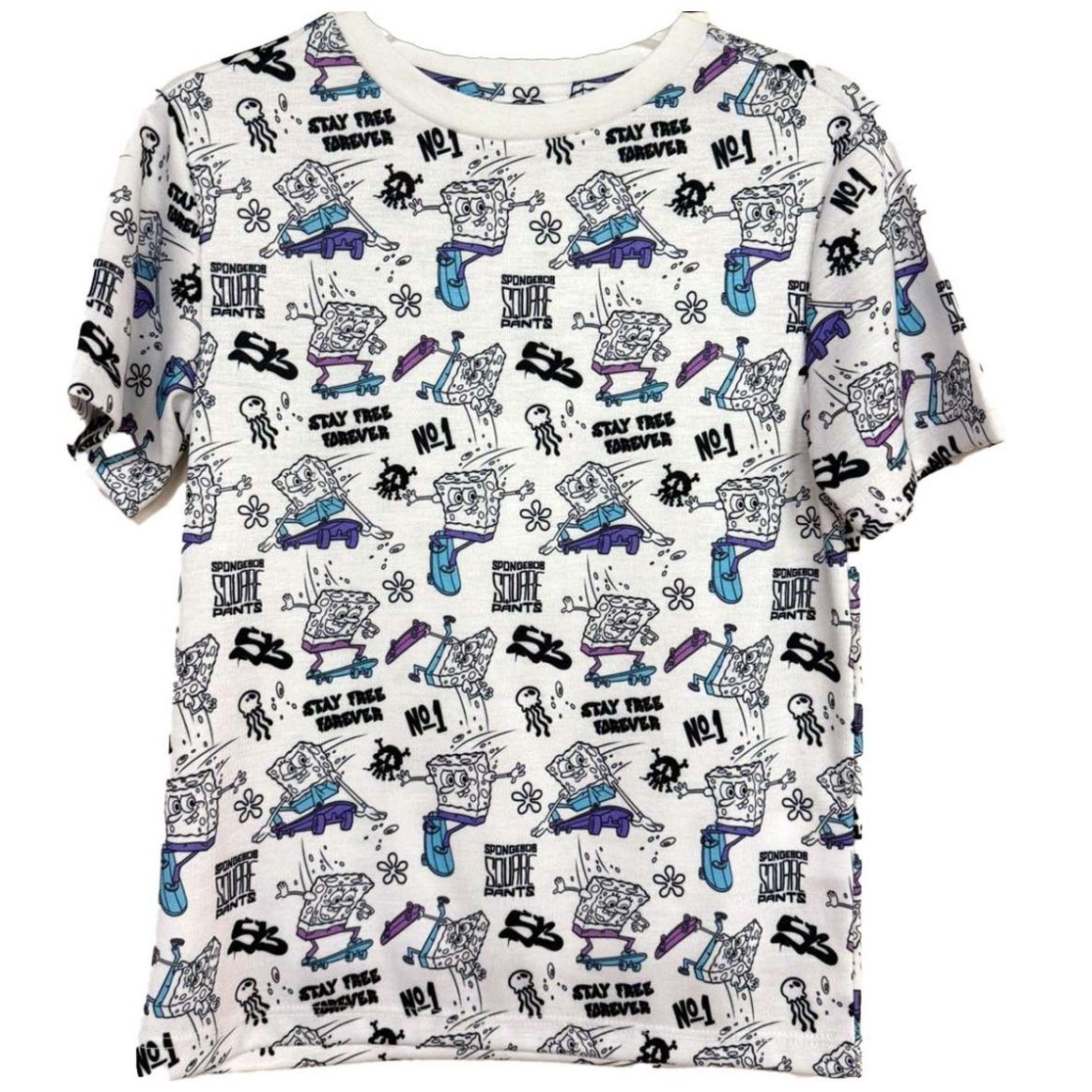 Playera de Manga Corta Full Print Bob Esponja para Niño