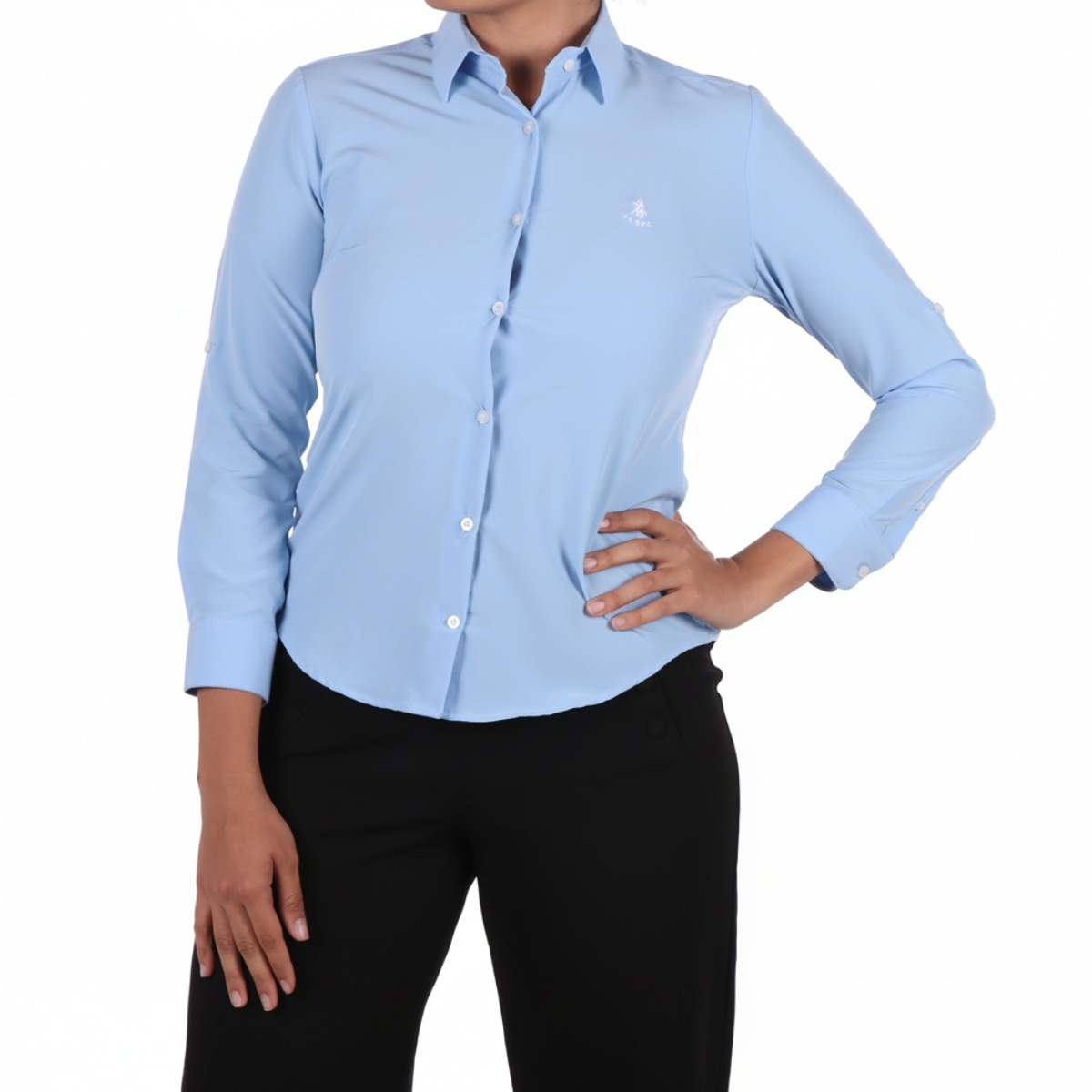 Blusa Lisa Manga Larga Azul Mujer Royal Polo Club