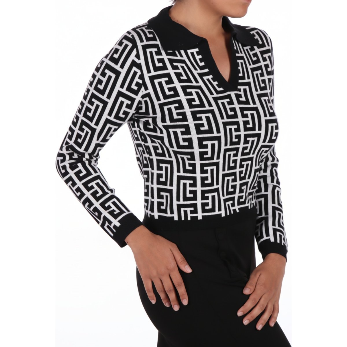 Suéter Philosophy Mujer Estampado Grecas Cuello V